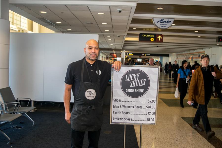 Marcus Smith is the own of Lucky Shines -- Shoe Shine