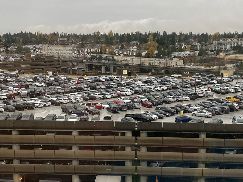 Busy SEA Airport parking garage