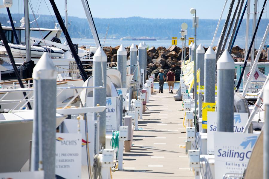 Sailing clubs on I dock at Shilshole Bay Marina