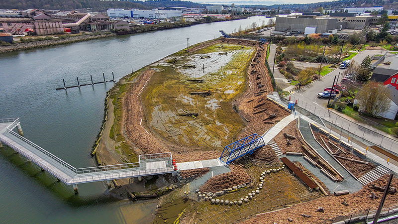 Aerial shot of Duwamish River People's Park