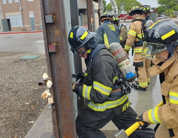 Port Commissioner Ryan Calkins trains with the POS Fire Department recently