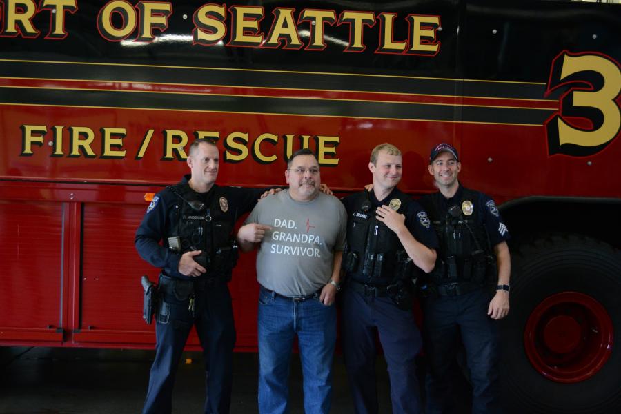 Joe Ravenscroft thanks Port Emergency Medical Services for their lifesaving efforts.