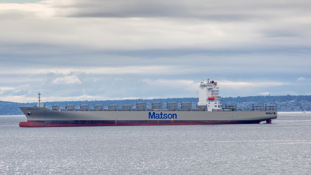 Matson Kaimana Hila as it departs Elliott Bay, Seattle, WA May 2019 