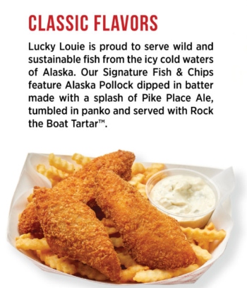 Menu of Lucky Louie Fish Shack