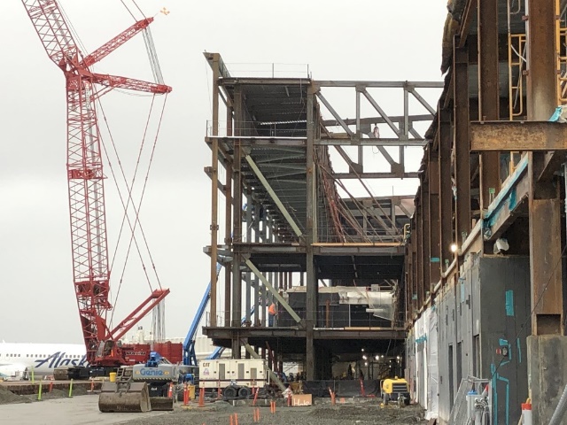 A photo of the steel moment frame that surrounds the NSAT facility