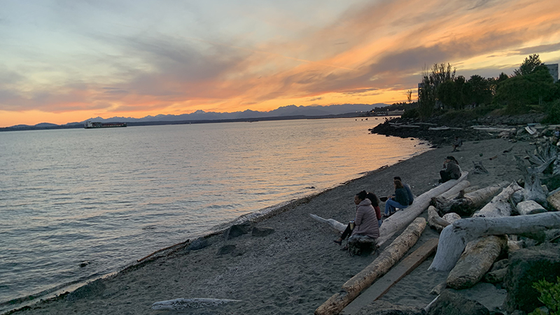 Beach with sunset