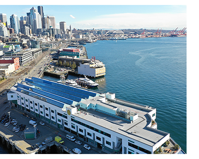 Solar panels on Pier 69, Seattle, April 2019