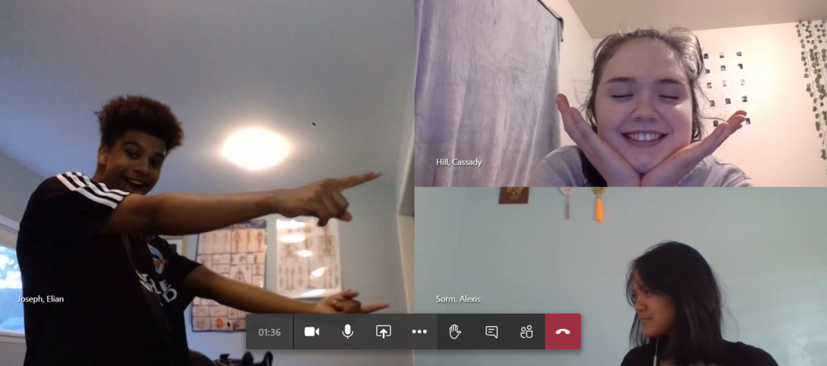 High school interns on a Teams video call