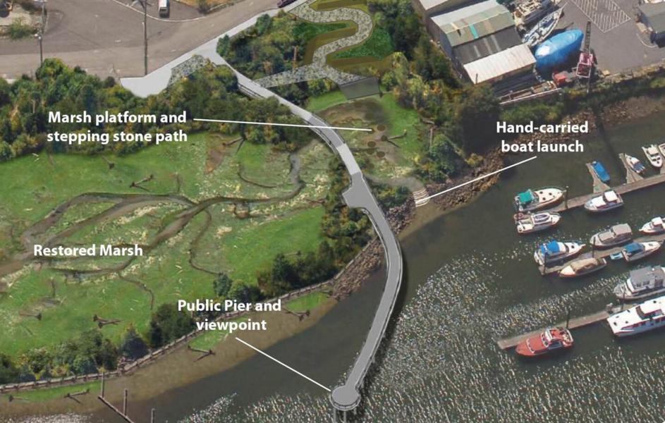 Terminal 117 aerial photo with labels showing future state of the park