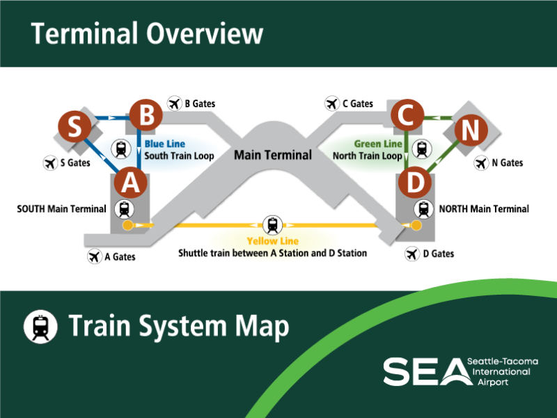 Detailed map of the train at SEA Airport