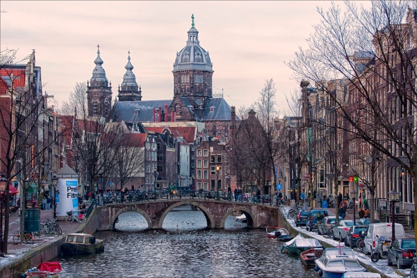 Row houses and canals in Amsterdam