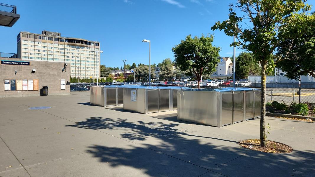 Bike Link lockers on a sunny day