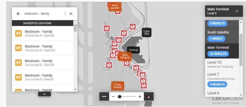 interactive map with family restrooms listed