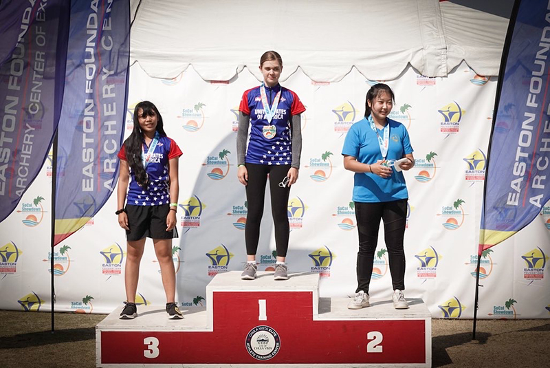 Gabi on the medal platform.